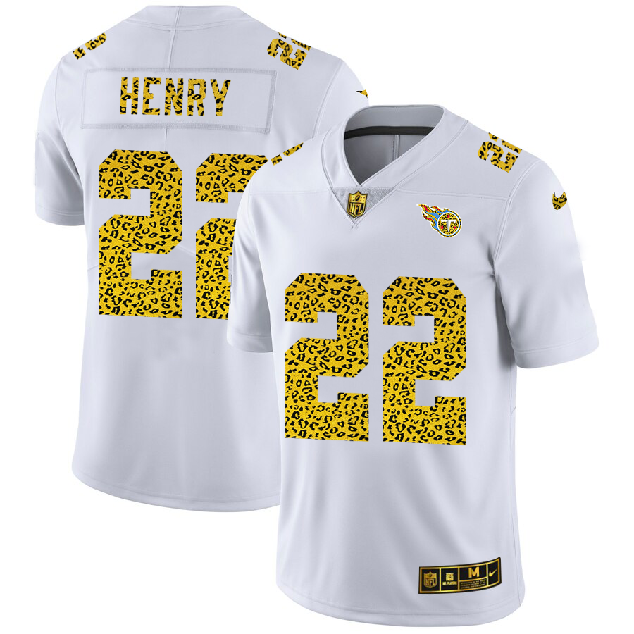 Tennessee Titans #22 Derrick Henry Men Nike Flocked Leopard Print Vapor Limited NFL Jersey White